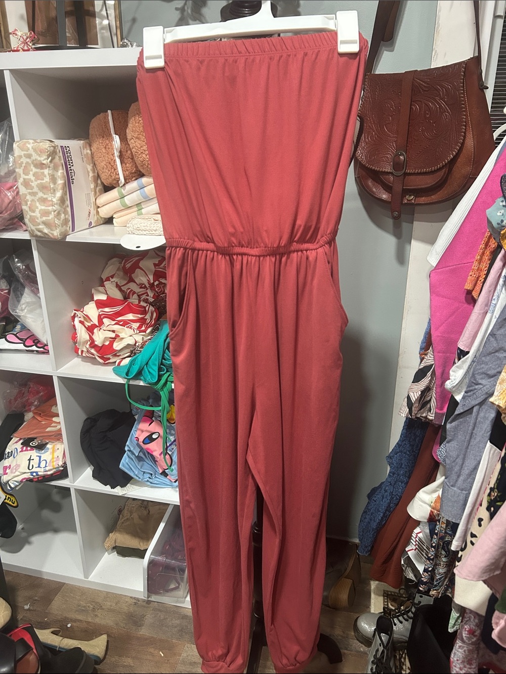 entro Strapless Jumpsuit in Dusty Rose